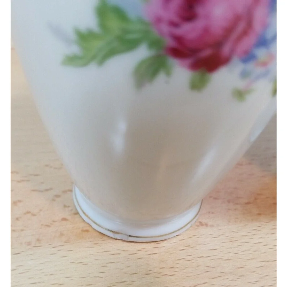 Pair Vintage Collectible Vase Hand Painted Japan Pink Roses 5.25” Romantic
